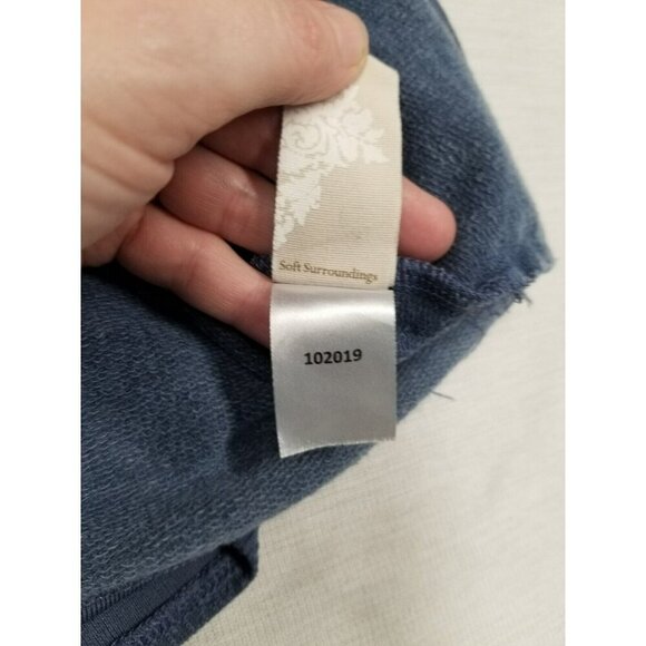 Soft Surroundings Womens Hooded Pullover Top PM Blue Cotton/Polyester Blend - Picture 5 of 13